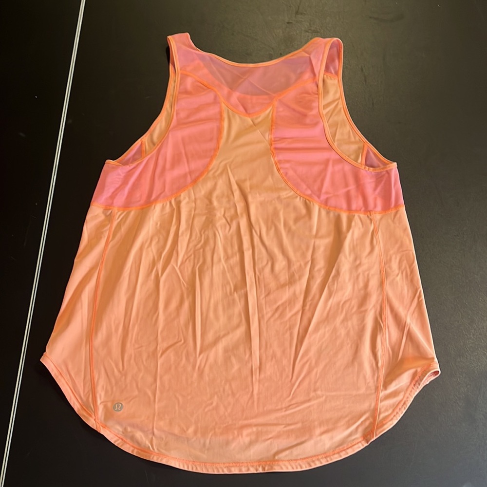 Lululemon Sculpt Tank Ii Pop Orange Size 10 Mesh Upf 50+ Running Tank - Picture 2 of 4